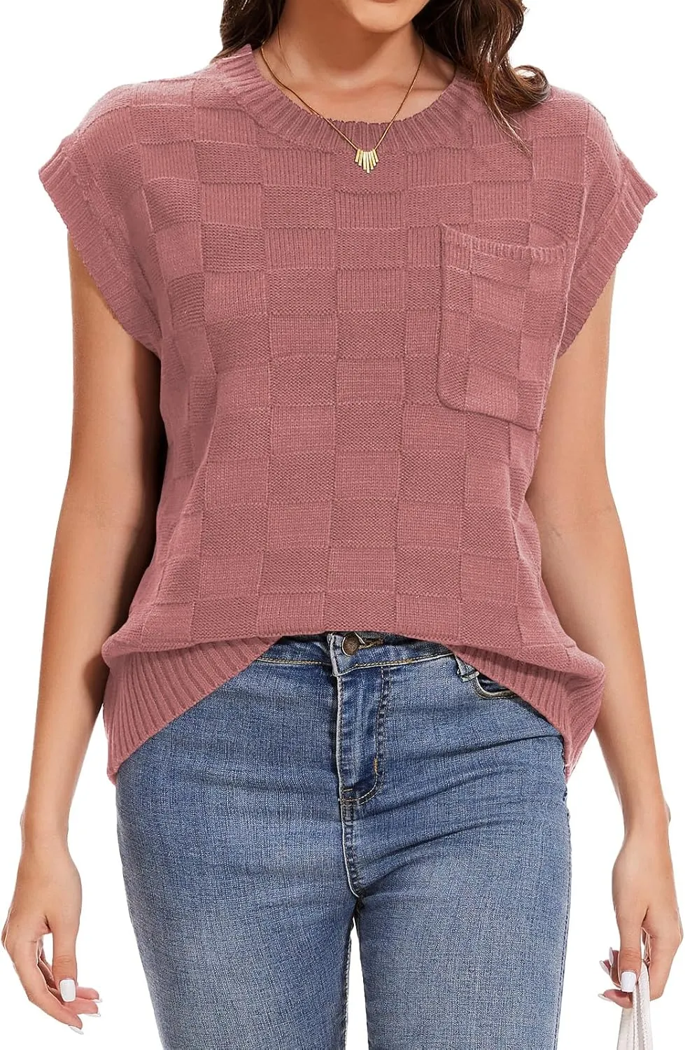 Womens Sweaters Sleeveless Summer Tank Tops Casual Knit Sweater Vest Crewneck Loose Fit Pullover 2025