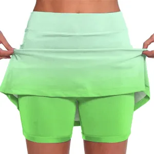 Women's Tennis Skirt Gradient Color High Waisted Golf Skorts Plus Size Athletic Workout Skirt Built in Shorts