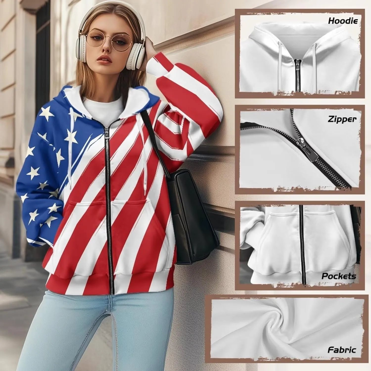 Womens Zip Up Hoodie Long Sleeve Oversized Sweatshirts Casual Loose Hooded with Pockets Lightweight Y2K Jacket Size XS-XL