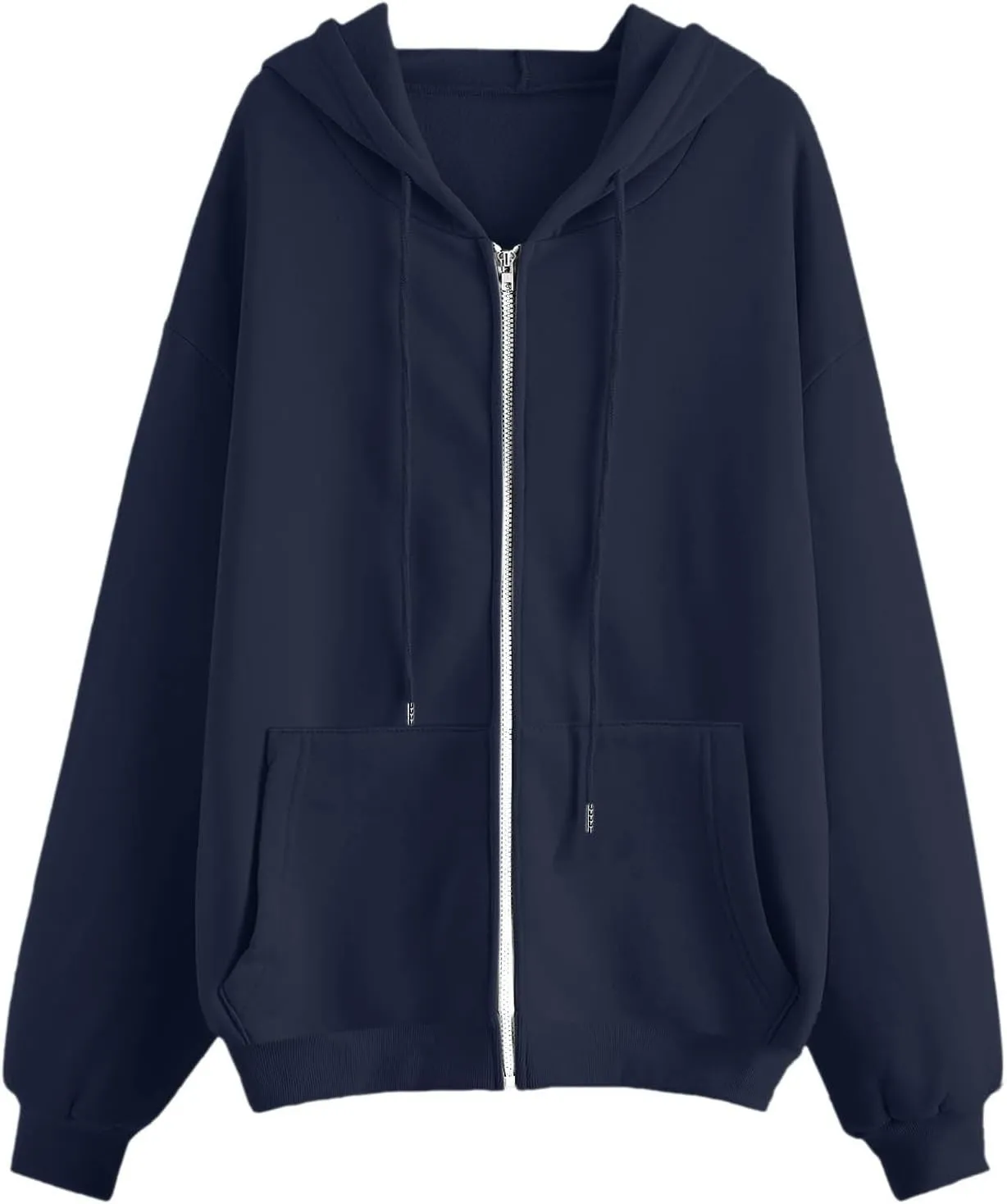 Womens Zip Up Hoodies Long Sleeve Sweatshirts Fall Outfits Oversized Sweaters Casual Solid Fashion Jackets