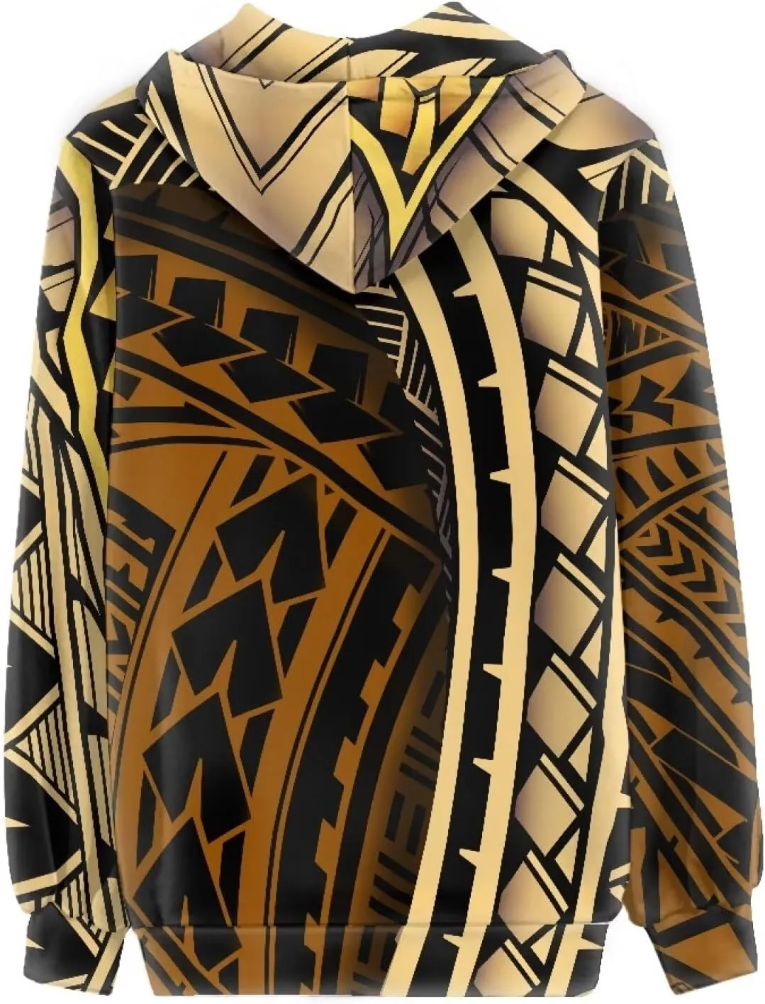 Women's Zip Up Samoa Tapa Polynesian Tribal Hoodies Jacket Samoan Puletasi Drawstring Long Sleeve Sweatshirt