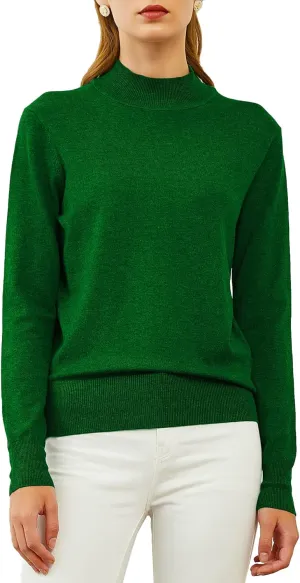 Woolicity Womens Mock Neck Sweater Long Sleeve Knit Pullover Tops Casual Lightweight Jumper Loose Pullover Tops