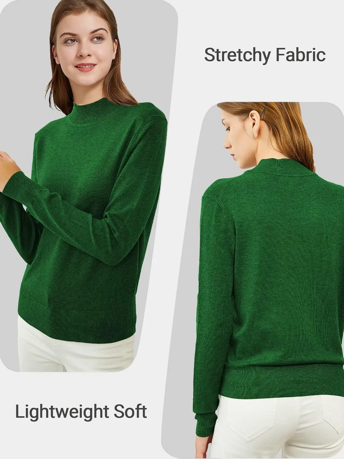 Woolicity Womens Mock Neck Sweater Long Sleeve Knit Pullover Tops Casual Lightweight Jumper Loose Pullover Tops