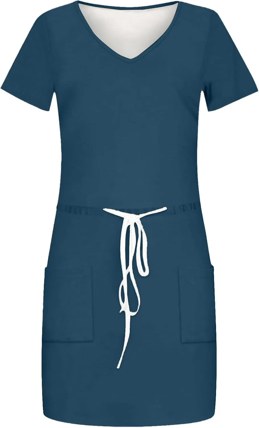 XOWRTE Women's Summer Tie Dresses 2025 Beach Casual Deep V Neck Loose Sundress Ruffle Sleeve Mini Dress A-Line Tunic Dress