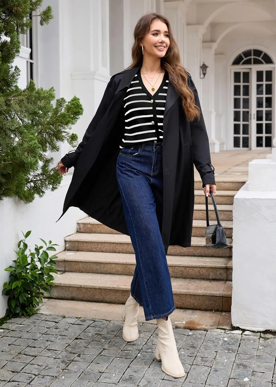 YAMANMAN Sweater Vest for Women Striped Knit Cropped Tank Tops Sleeveless Button Up Cardigan Sweater Vests 2024 Fashion