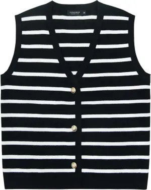 YAMANMAN Sweater Vest for Women Striped Knit Cropped Tank Tops Sleeveless Button Up Cardigan Sweater Vests 2024 Fashion