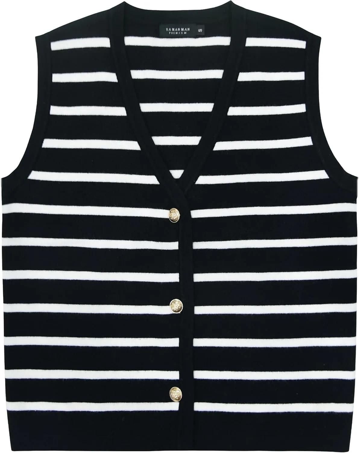 YAMANMAN Sweater Vest for Women Striped Knit Cropped Tank Tops Sleeveless Button Up Cardigan Sweater Vests 2024 Fashion