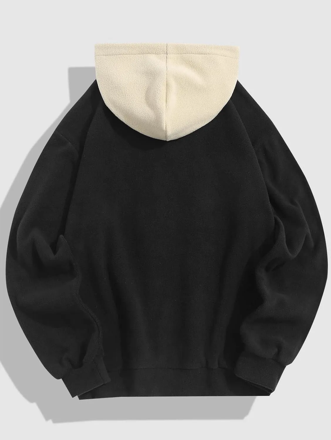 ZAFUL Men's Hooded Sweatshirt, Letter Mountain Graphic Embroidery Plush Fleece Casual Drawstring Pullover Hoodie