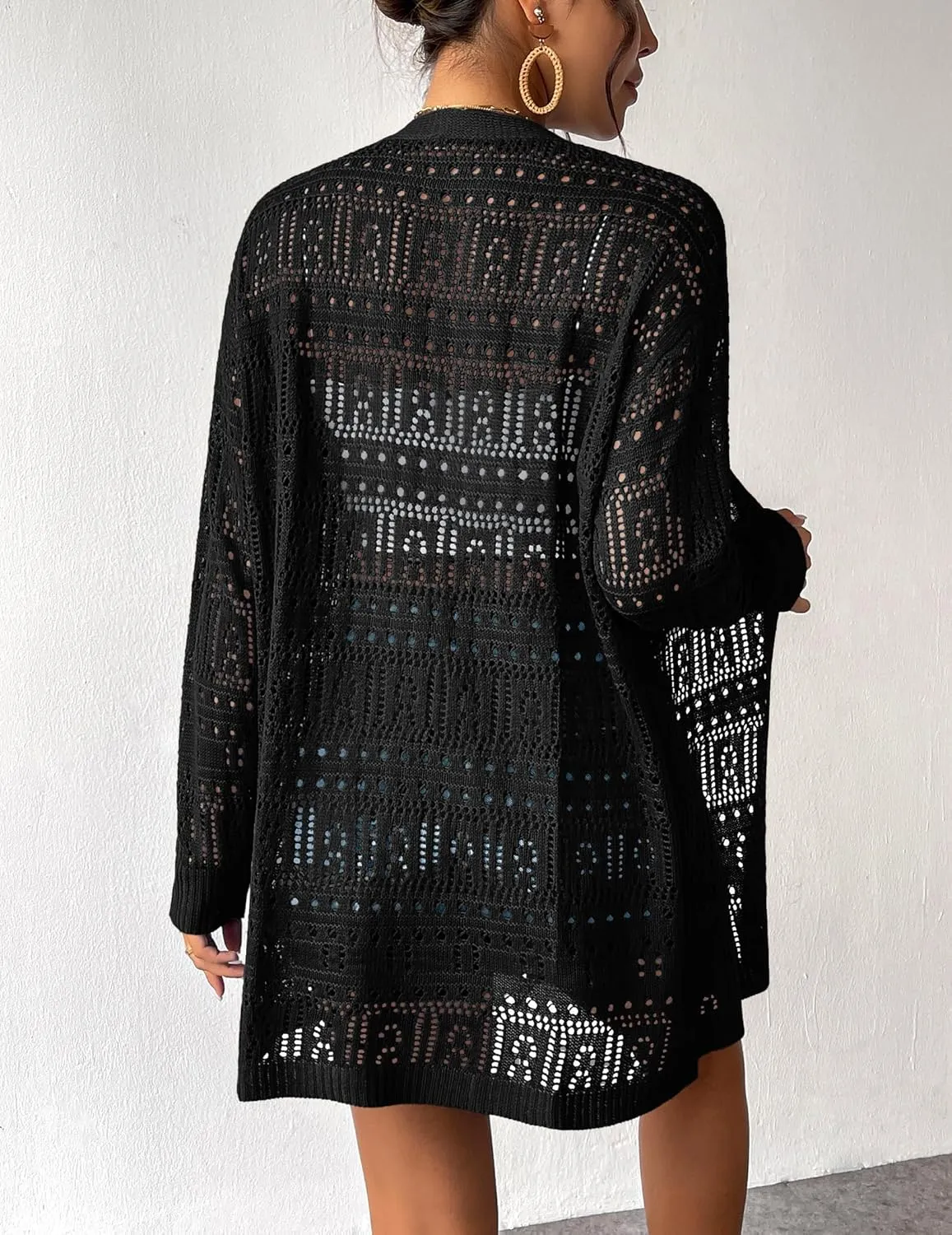 Zeagoo Womens 2025 Summer Crochet Cardigan Sweaters Lightweight Long Sleeve Open Front Kimono Boho Knit Cover Ups