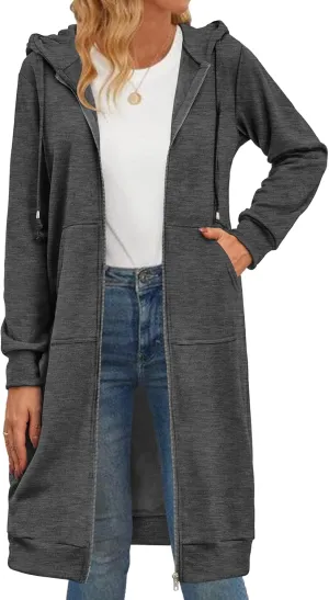 Zeagoo Women's Zip Up Hoodies Oversized Fleece Long Tunic Sweatshirts Casual Long Sleeve 2025 Fall Hoodie Jacket Coat