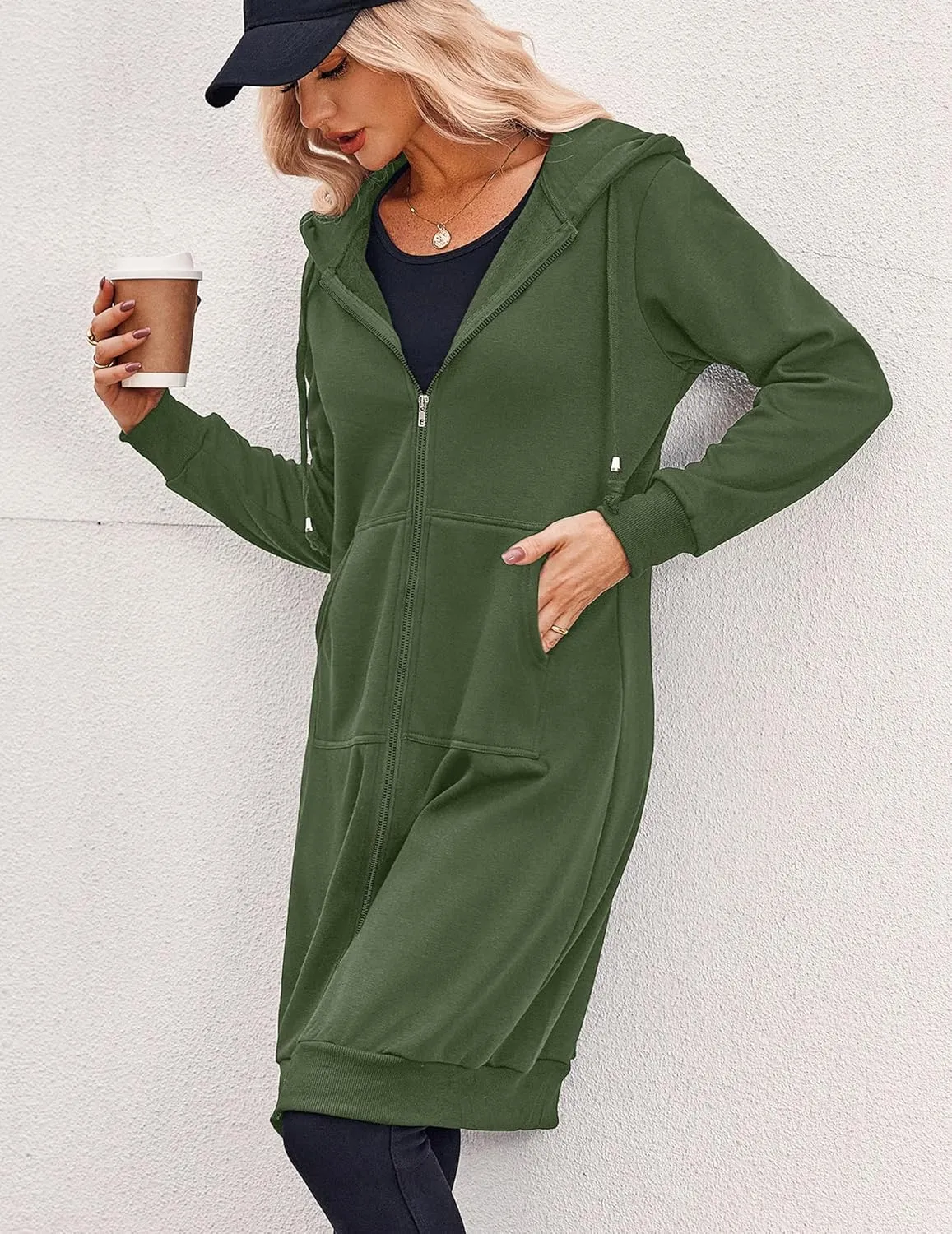 Zeagoo Women's Zip Up Hoodies Oversized Fleece Long Tunic Sweatshirts Casual Long Sleeve 2025 Fall Hoodie Jacket Coat