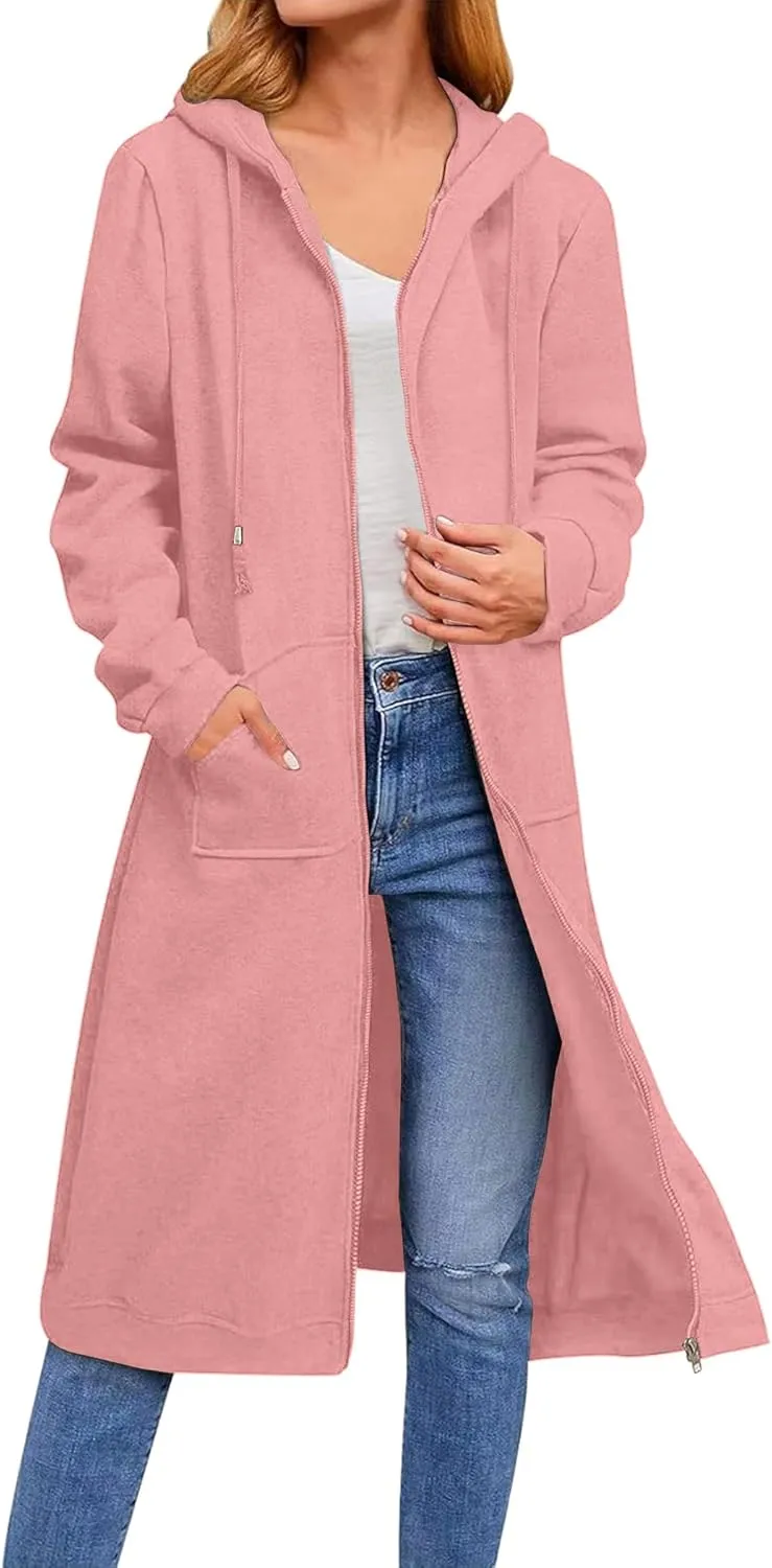 Zeagoo Women's Zip Up Hoodies Oversized Fleece Long Tunic Sweatshirts Casual Long Sleeve 2025 Fall Hoodie Jacket Coat