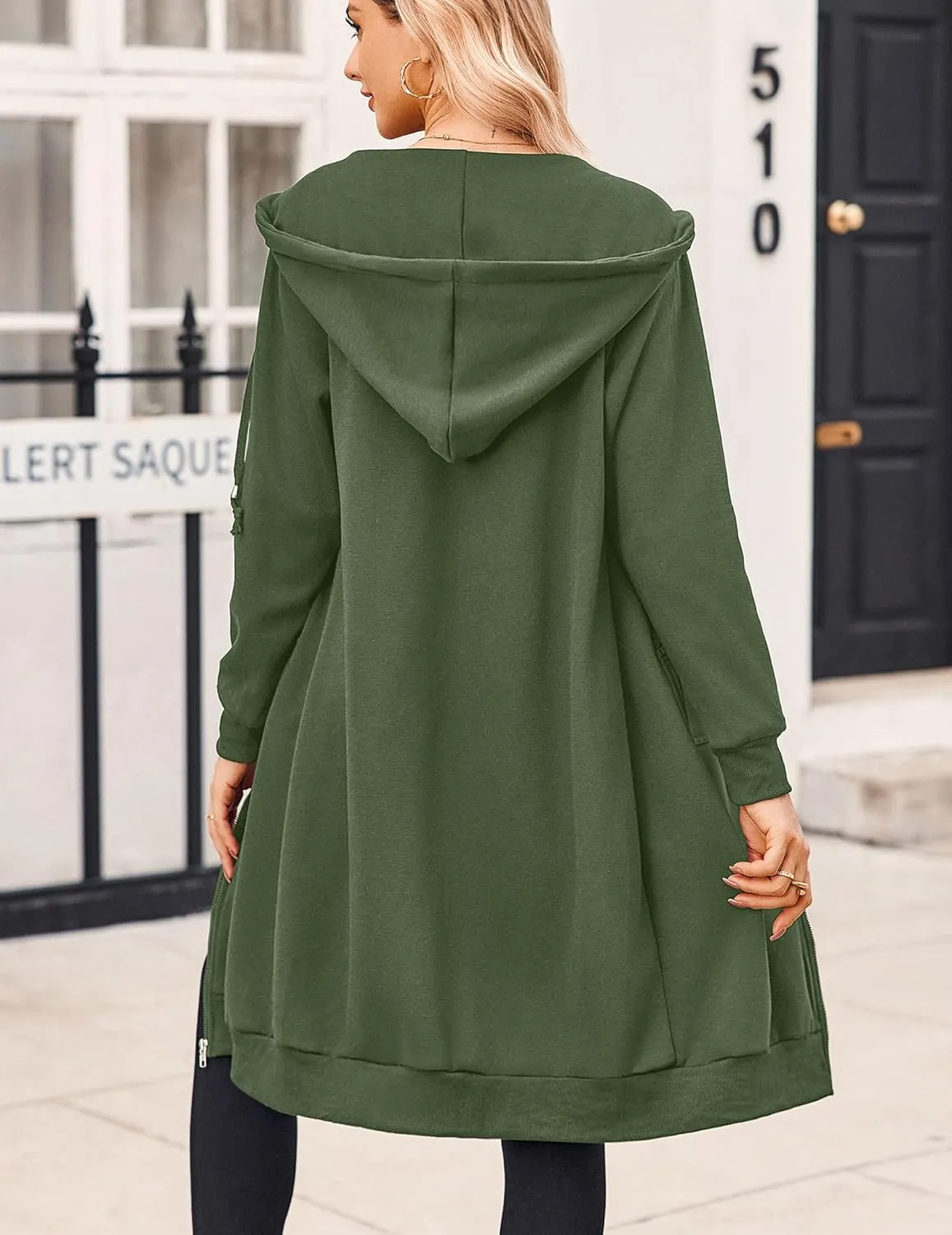 Zeagoo Women's Zip Up Hoodies Oversized Fleece Long Tunic Sweatshirts Casual Long Sleeve 2025 Fall Hoodie Jacket Coat