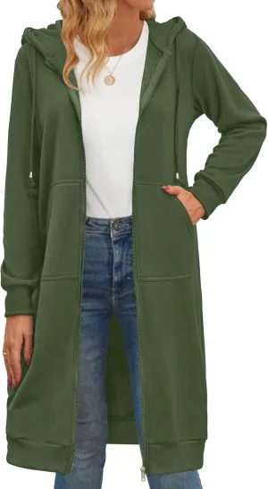 Zeagoo Women's Zip Up Hoodies Oversized Fleece Long Tunic Sweatshirts Casual Long Sleeve 2025 Fall Hoodie Jacket Coat