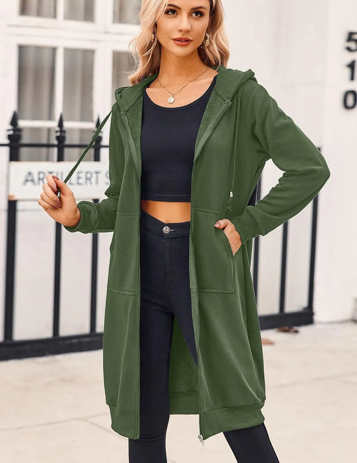 Zeagoo Women's Zip Up Hoodies Oversized Fleece Long Tunic Sweatshirts Casual Long Sleeve 2025 Fall Hoodie Jacket Coat