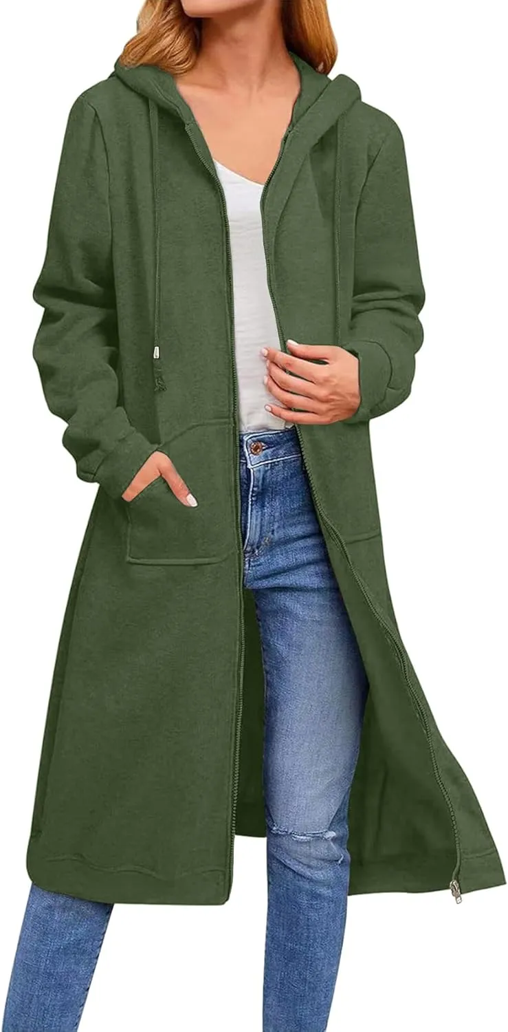 Zeagoo Women's Zip Up Hoodies Oversized Fleece Long Tunic Sweatshirts Casual Long Sleeve 2025 Fall Hoodie Jacket Coat
