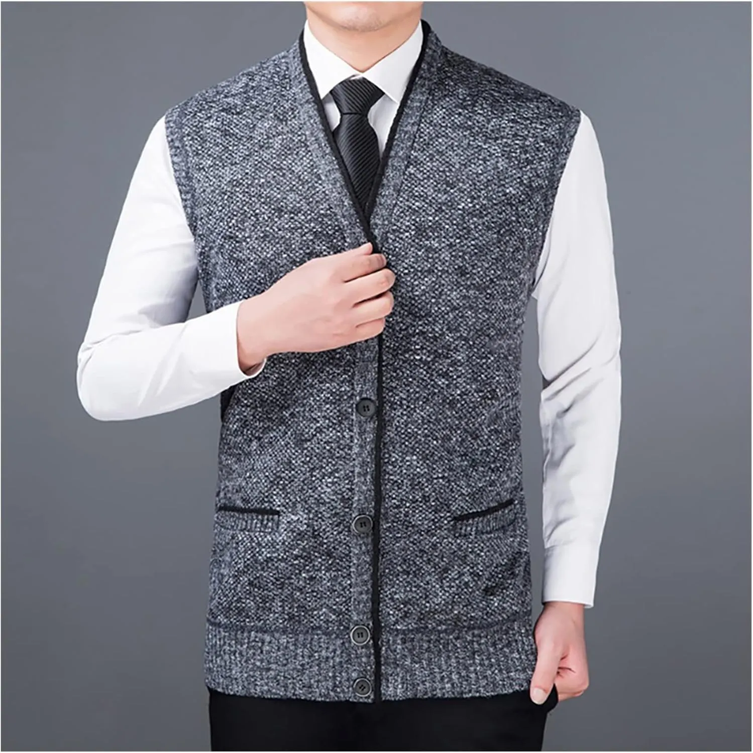 ZZSRJ Mens Jacket Sleeveless Vest Winter Fashion Casual Slim Coat Clothing Vests Cotton-Padded Men Vest Waistcoat Big Size (Color : 01, Size : XX-Large)